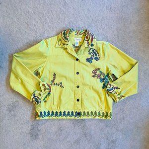 Coldwater Creek Med. Womans Jacket Embroidered Cotton Colorful Artsy Paisley
